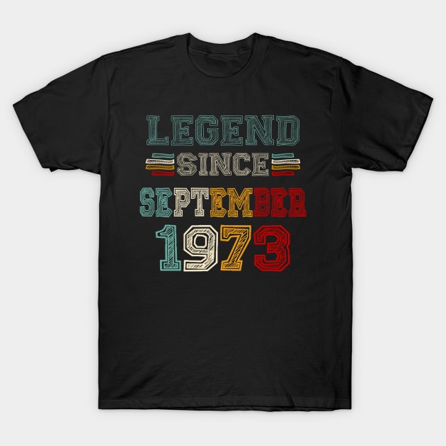 50 Years Old Legend Since September 1973 50th Birthday T-Shirt by Gearlds Leonia